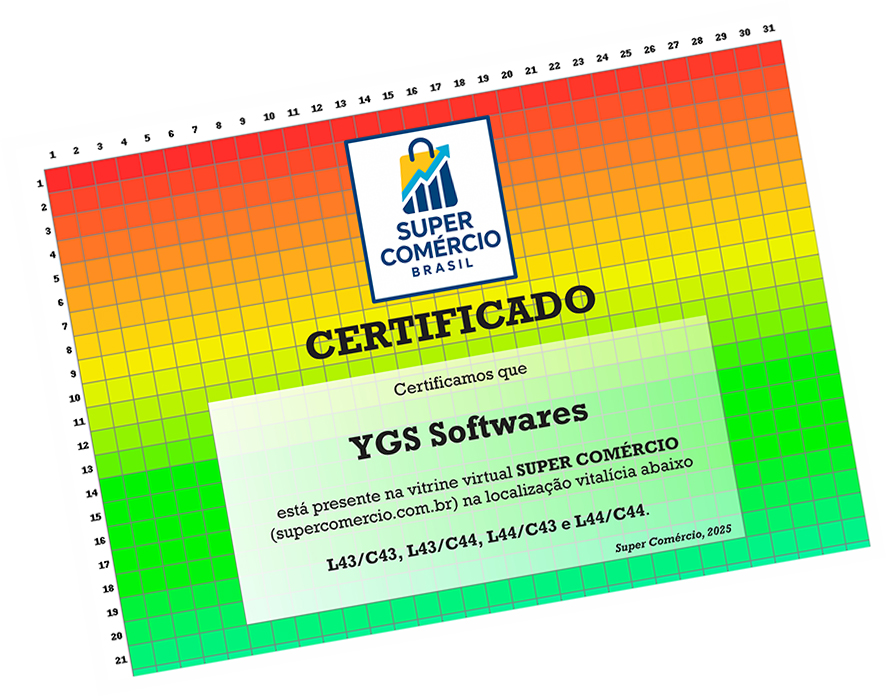 Certificado de participação na vitrine SUPER COMÉRCIO